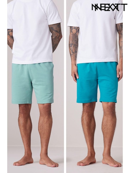 Blue/Green 100% Cotton Lightweight Joggers Shorts 2 Pack (306904) | €13