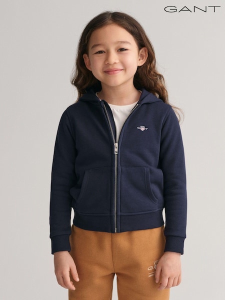 GANT Blue Shield Logo Full Zip 100% Cotton Hoodie (306944) | €39