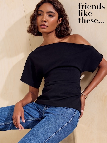 Black - Friends Like These Off Shoulder T-shirt