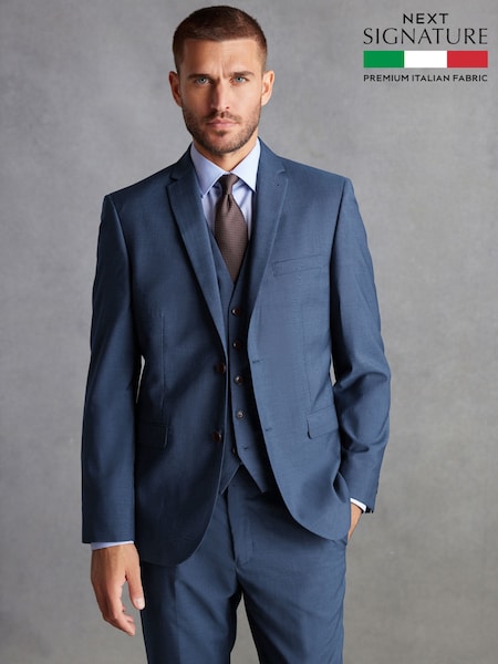 Blue Tailored Signature Tollegno Italian Wool Suit Jacket (307272) | €13