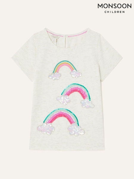 Monsoon White Rainbow Cloud Sequin T-Shirt (307304) | 8 € - 9 €
