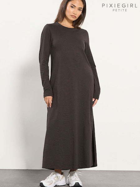 Marrón - Pixiegirl Petite Cotton Maxi Dress