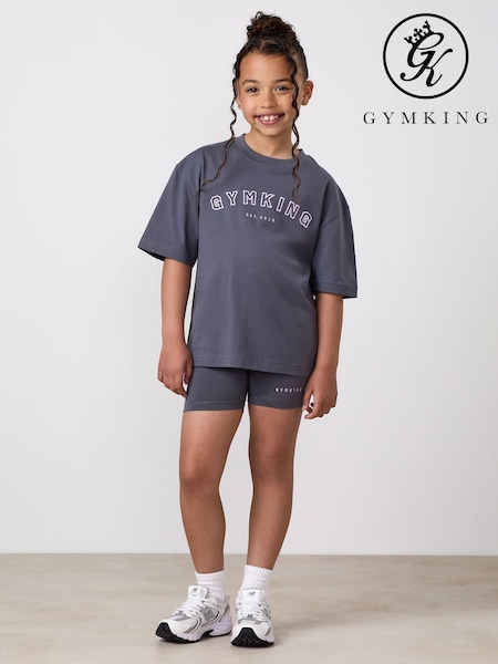 Grey - Gym King Junior Shadow 3" Jersey Shorts