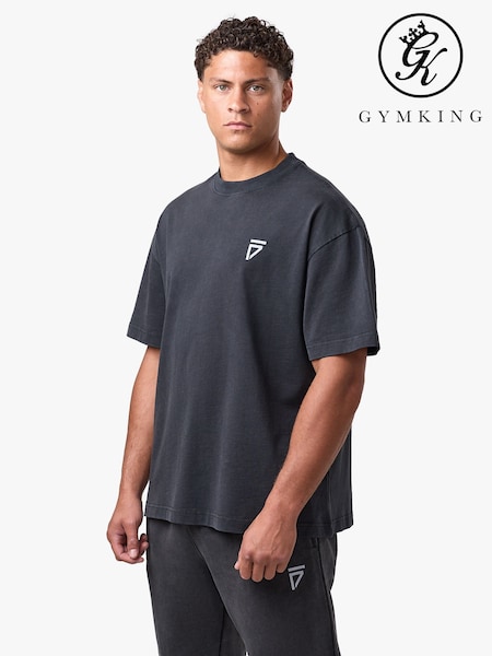 Черный - Regular Gym King Fight Division Washed Gothic T-shirt