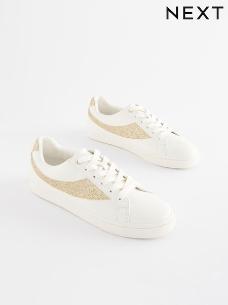White Forever Comfort® Glitter Detail Lace-Up Trainers (308018) | €18