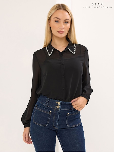 Black - Star By Julien Macdonald Diamante Collar Shirt