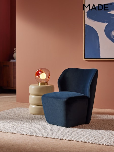 MADE.COM Midnight Navy Blue Velvet Topeka Accent Chair (308163) | €410