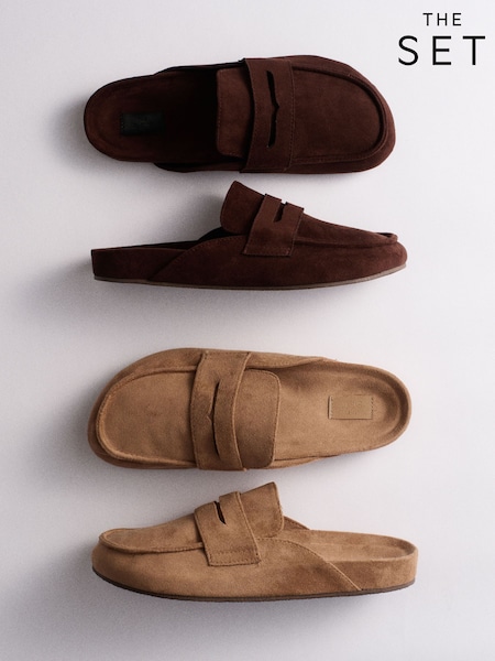 Brown/Sand - The Set 2 Pack Backless Mule Loafers