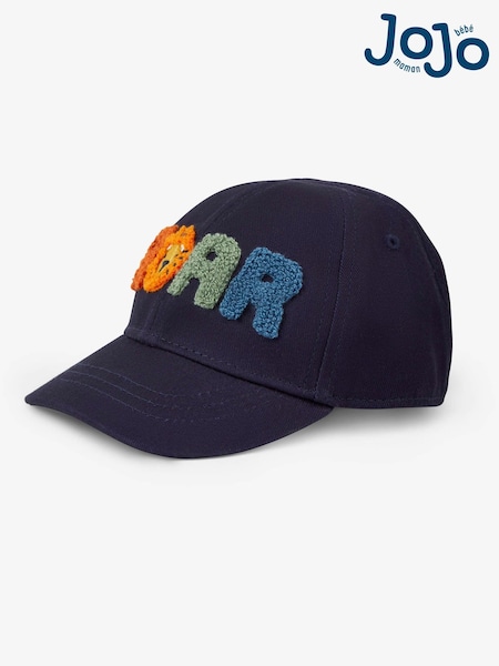 JoJo Maman Bébé Navy Blue Roar Appliqué Cap (308228) | €12.50