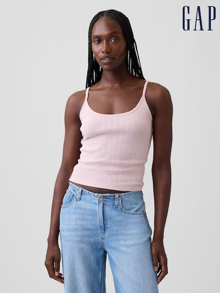 Pink - Gap Pointelle Crop Scoop Neck Cami