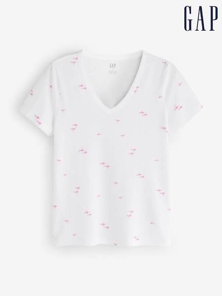 White Flamingo - Gap Favourite Print V-neck Short Sleeve T-shirt