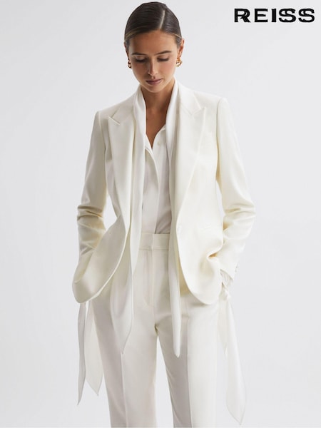 Reiss Off White Mila Tailored Fit Single Breasted Wool Suit Blazer (308477) | €114