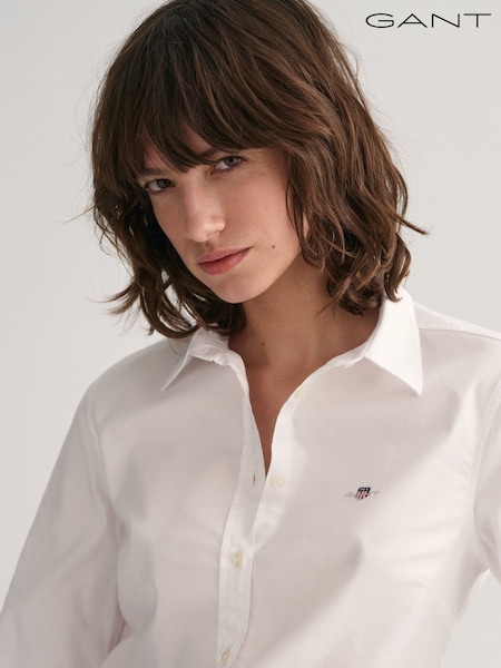 GANT White Fitted Stretch Oxford Shirt (308643) | €153