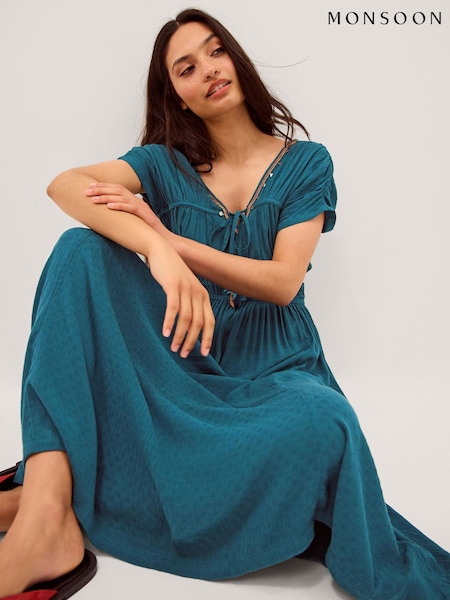 Blue - Monsoon Sophia Embellished Midi Dress