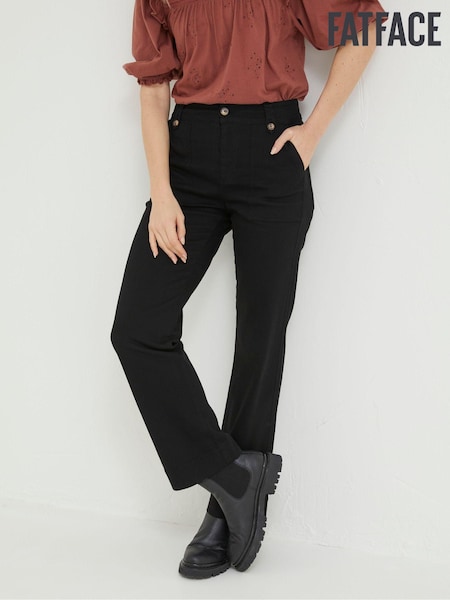 FatFace Black Canvas Ripley Wide Leg Trousers (308706) | €37