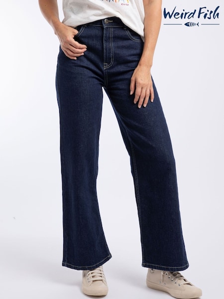 Blue - Weird Fish Corine Wide Leg Denim Jeans