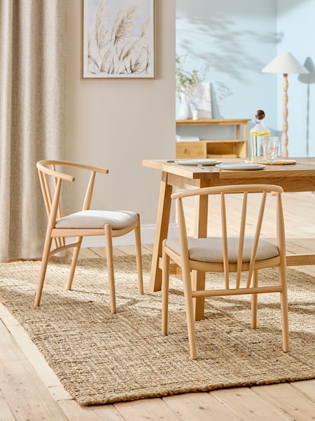 Set of 2 Soft Linen Look Light Natural Stockholm Light Wood Leg Dining Chairs (308782) | €415