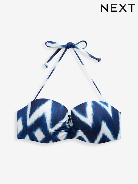 Navy Blue Zig Zag Padded Bandeau Top Shaping Bikini Top (308970) | €10