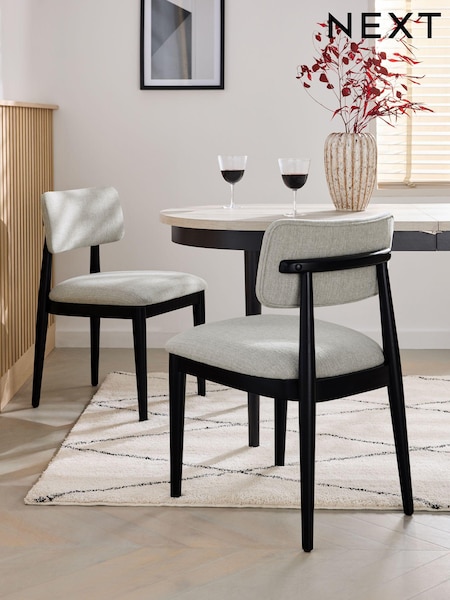 Set of 2 Tweedy Plain Light Grey Wrenley Black Leg Dining Chairs (309227) | €395