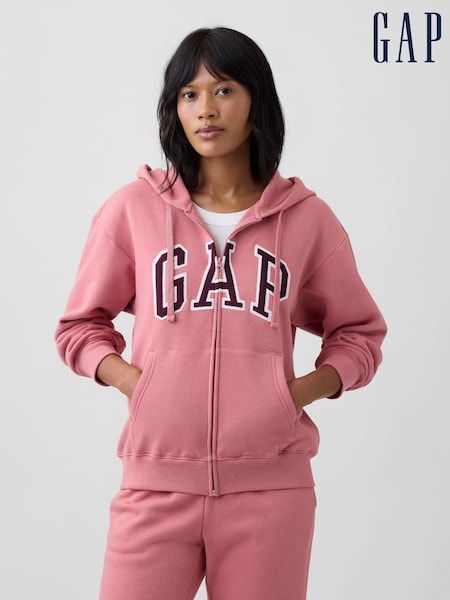 Pink/Burgundy - Gap Relaxed Logo Zip-up Hoodie