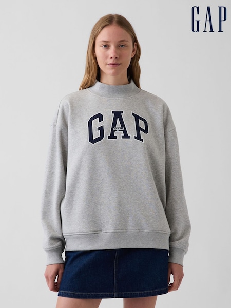 Γκρι - Gap Vintagesoft Oversized Mock Neck Logo Sweatshirt