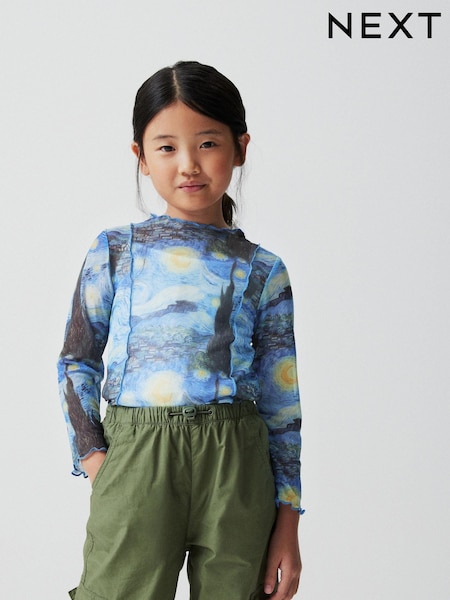 Vincent Van Gogh Blue Starry Night APOH Long Sleeve Mesh Top (3-16yrs) (309763) | €15 - €19