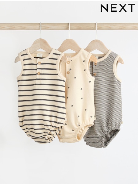 Stripe Monochrome - Bébé 100% Coton Jersey Bloomer Barboteuse 3 Lot (0mths-3yrs) (309914) | € 13 - € 16