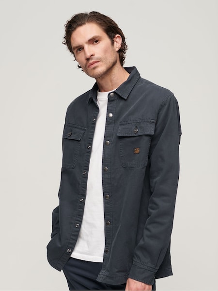 Albastru - Cămașă tip jachetă din pânză Superdry Îmbrăcăminte de birou (310273) | 350 LEI