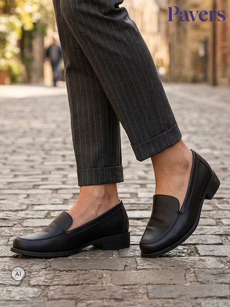 Black - Pavers Smart Block Moccasins Heels