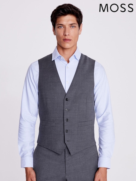 MOSS Grey Tailored Fit Twill Suit Waistcoat (310670) | €114