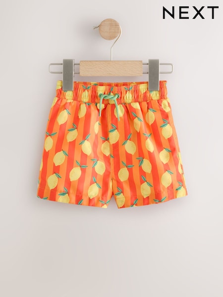 Orange - Lemon Printed Swim Shorts (3mths-7yrs)