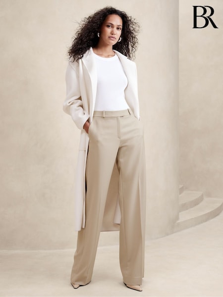 Banana Republic Cream Lido Wide Leg Italian Wool Trousers (311389) | €57