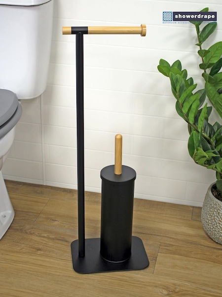 Showerdrape Black Sonata Toilet Roll and Toilet Brush Holder (311713) | ₪141