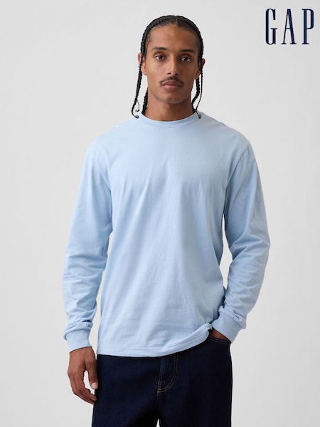 Svetlo modra - Regular Gap Long Sleeve T-shirt