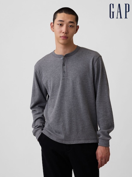 Γκρι - Regular Gap Relaxed Henley T-shirt