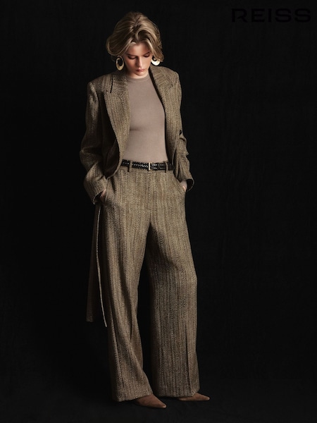 Brown - Atelier Wool-blend Textured Wide-leg Trousers