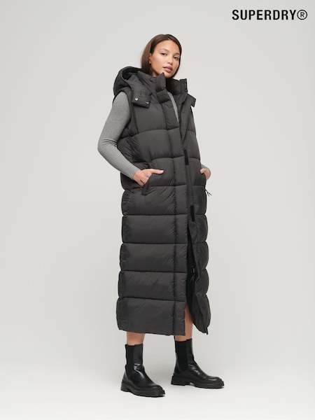 Superdry Black Hooded Ripstop Longline Gilet (312019) | €189