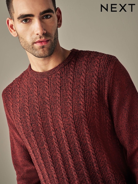 Rust Red Regular Cable Crew Neck Jumper (312099) | €6