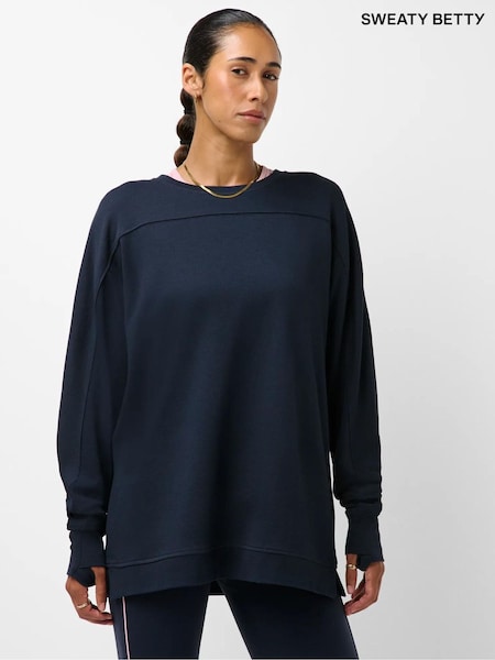 Blue - Sweaty Betty After Class Yoke Longline Sweatshirt