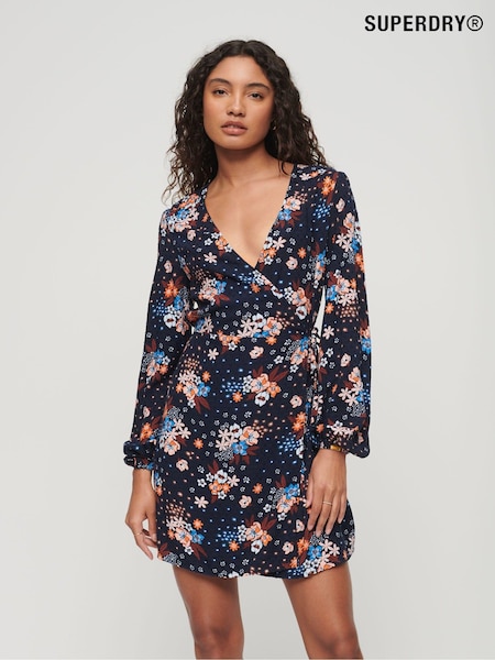 Superdry Blue Printed Mini Wrap Dress (312696) | €17.50