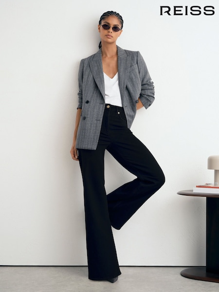 Қара - Reiss Jas Cotton-modal Wide-leg Jeans