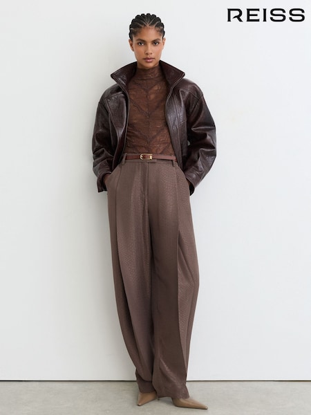 Srpskohrvatski / srpskohrvatski - Reiss Aries Jacquard Deep-pleat Barrel-leg Trousers