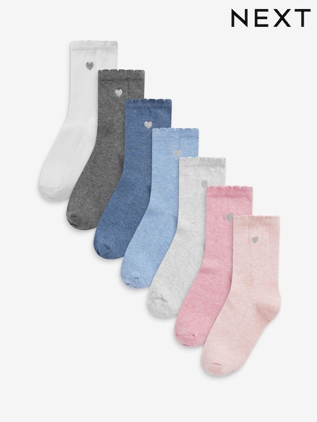 Multi - 7 Pack Cotton Rich Heart Embroidered Ankle Socks (312780) | 71 LEI - 78 LEI