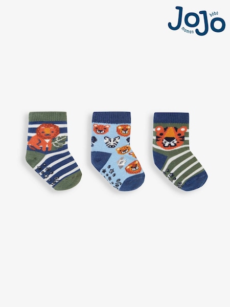 JoJo Maman Bébé Indigo Blue 3-Pack Safari Socks (312832) | €7.50