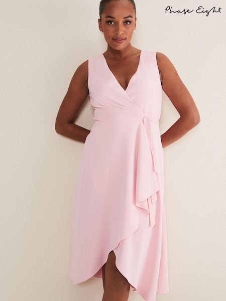 Phase Eight Pink Julissa Sleeveless Ruffle Wrap Midi Dress (312889) | €79