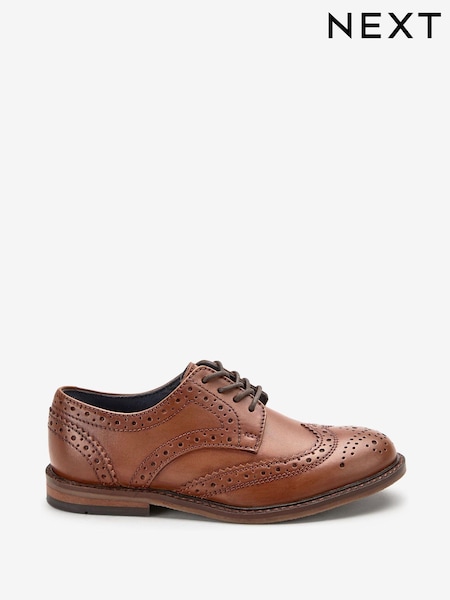 Tan Brown Standard Fit (F) Leather Laceup Brogue Shoes (313252) | €41 - €55