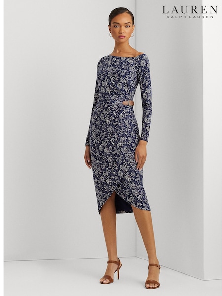 Lauren Ralph Lauren Navy Salbie Off Shoulder Midi Dress (313652) | €108