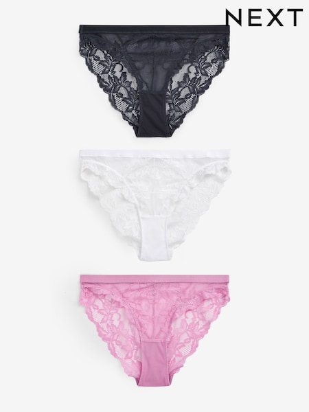 Anthrazit/Rosa/Weiß - Lace Knickers 3 Pack (313770) | 19 €