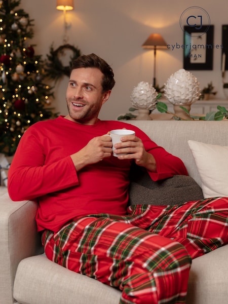 Light Red - Regular Cyberjammies Jersey Top & Check Pyjamas Set