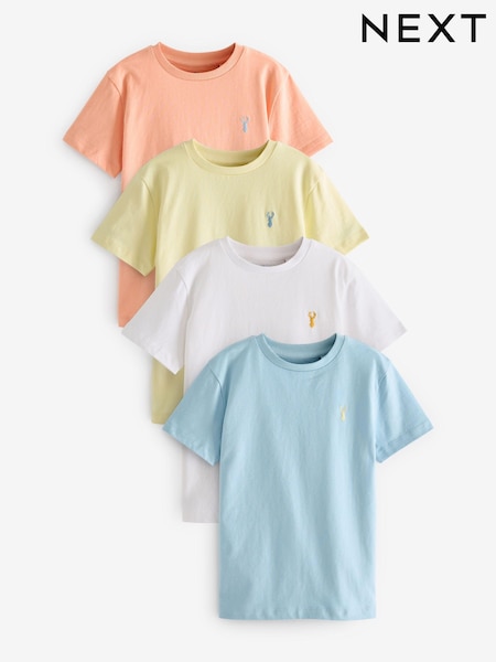 Večbarvna pastelna 100% bombaž - Short Sleeve Stag Embroidered T-Shirts 4 Pack (3-16yrs) (314320) | € 19 - € 25